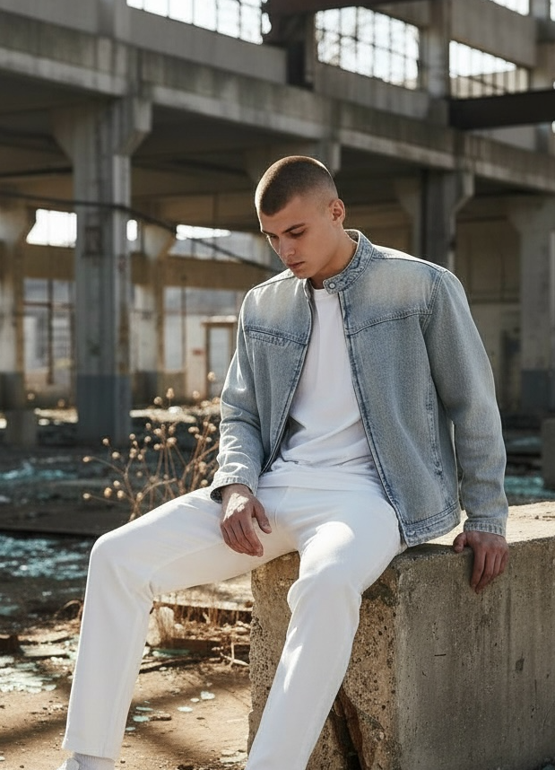 Vintage Wash Zip Denim Jacket